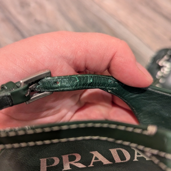 PRADA Vintage Slingback Heels Green and Tan Patent Leather Size 40 1/2 Dust Bags - Picture 11 of 17